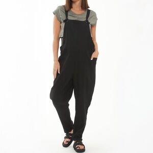 black Poppy Linen Black Jumpsuit size large maternity